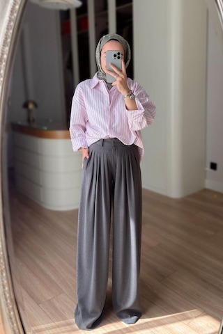 Kahijab Pileli Pantolon - Gri