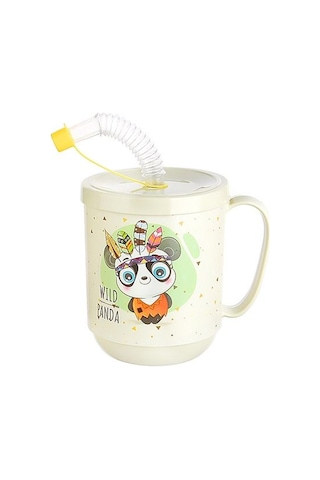 3 Adet Pipetli Çocuk Içecek Bardağı Desenli Bardak 350 Ml Mavi