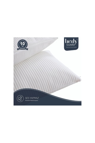BedyGuard Premium Bamboo 20 Li Ultra Sessiz Sıvı Geçirmez, Ter Ve Kaz Tüyü Geçirmez Yastık Koruyucu Alez Beyaz Beyaz