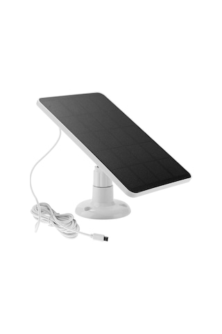 Shineyee Güvenlik Kamerası Güneş Paneli 4w 5v - Abss Malzeme, Monokristal Silikon, 360 Dönebilen, Micro Usb+type C, 3m Kablolu, Beyaz - 1 Set