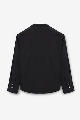 VARAZDIN Kadın Oversize Uzun Kollu %100 Pamuk Gömlek Yaka Uzun İnce Siyah Gömlek