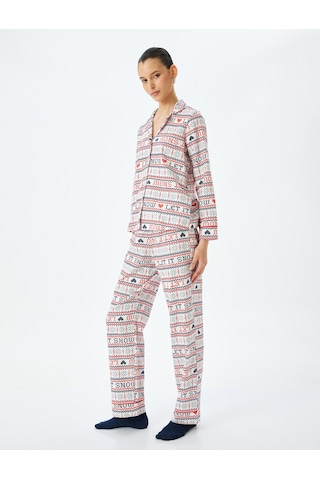 Koton Yılbaşı Temalı Pamuklu Pijama Altı Kırmızı Desenli 5wlk50018mw Kırmızı Desenli Kırmızı