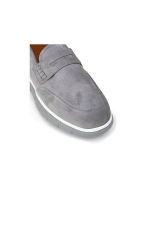 Deery Erkek Gri Hakiki Süet Loafer Ayakkabı - 02045mgrıe01