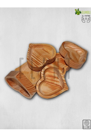 Bambu Ahşap Çerezlik Sunumluk 6 Parça Dekoratif Servis Tabağı