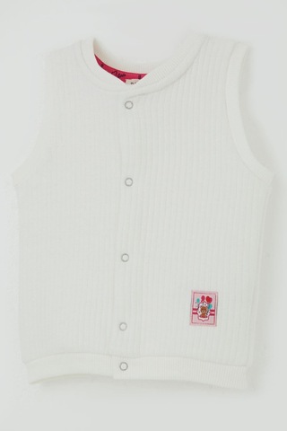 Breeze Kız Bebek Yelek Çıtçıtlı Balonlu Sevimli Ayıcık Armalı 4 Ay-4 Yaş, Ekru