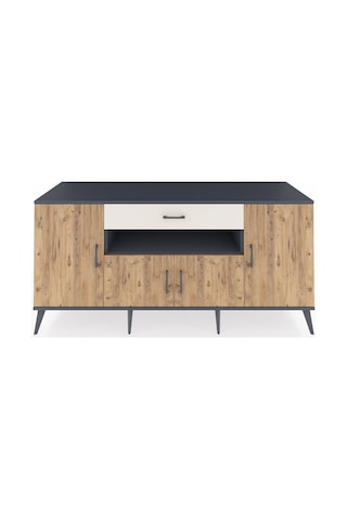 Kronos Konsol 3 Raflı Tek Çekmeceli 4 Kapaklı 176x59x83 Antrasit-çam/aytaşı Çam/aytaşı