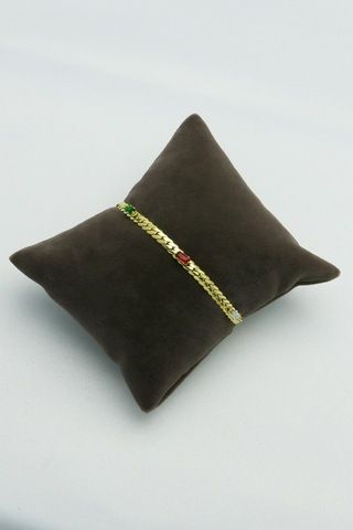 Altın Kaplama Seri Kararmaz Renkli Taşlı Ezme Zincir Çelik Gold Altın