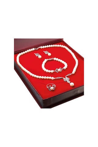 Chavin Inci Gümüş Kolye Küpe Bileklik Yüzük Takım Set Ds35