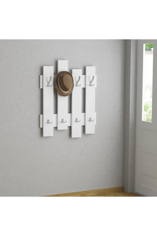 Umutpark Umuthomedesing Ahşap Dekoratif 8 Li Duvar Askılık. Beyaz