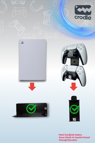 2'li PS5 - PS5 Slim Duvar Standı Joystick Konsol Tutacağı Gaming Aksesuar