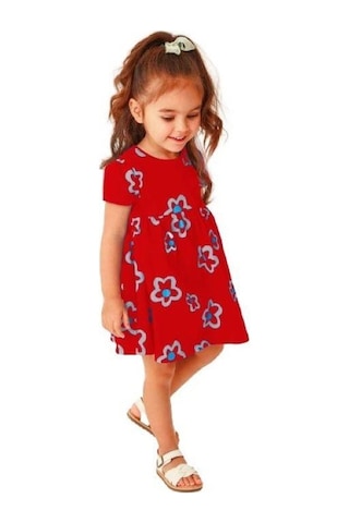 Çiçekli Kız Çocuk Elbise 001