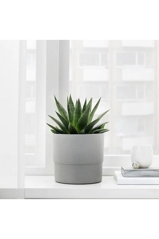 Sumuhome Nypon Dekoratif Plastik Saksı Gri 15 Cm