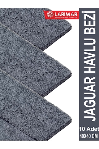 Larımar Mikrofiber Kalın Süper Emici Araç Kurulama Temizlik Bezi Gri 10'lu 40 x 40 CM