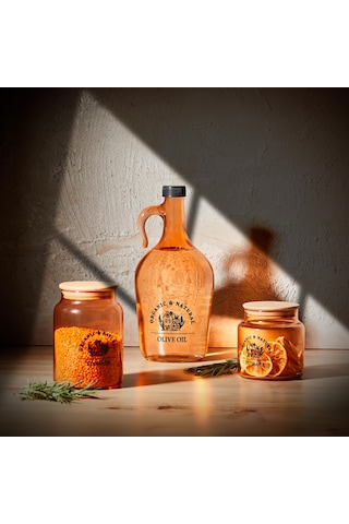 Selka Home 890 Ml Mary Ahşap Kapaklı Desenli Cam Kavanoz