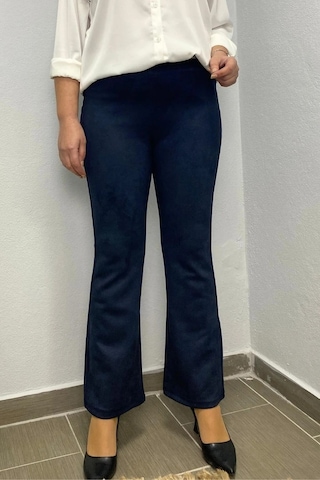 Mia Butik Kadın Lacivert Süet İspanyol Paça Özel Seri Pantolon Lacivert