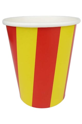 Bardak Karton Çizgili Sarı Kırmızı 8 Oz Pk:8 +3