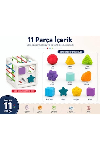 Montessori Şekil Eşleştirme Küpü - Geometrik Bloklu Eğitici Oyuncak