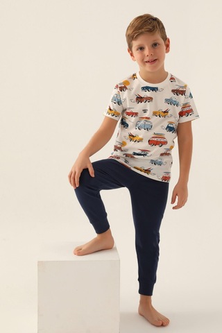 Roly Poly 3358 Surf's Up Erkek Çocuk Pijama Takımı Krem