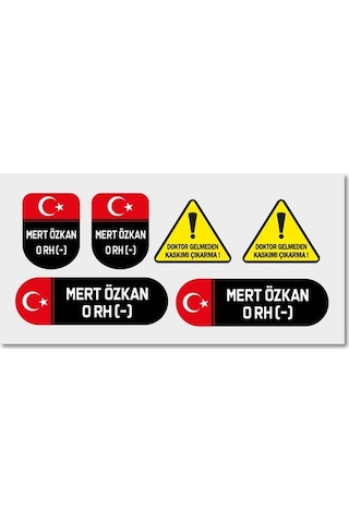 Kişiye Özel Kan Grubu Sticker Seti Motor Kan Grubu Etiket Seti