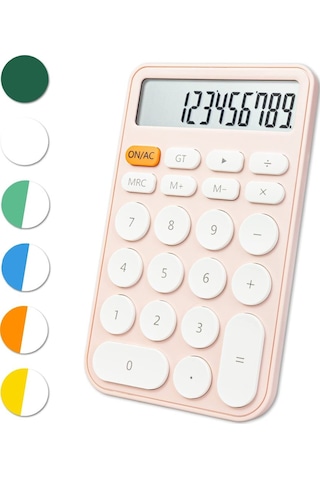Singree 12 Basamaklı Standart Hesap Makinesi Geniş Masaüstü Ekran Ve Tuşlar Ofis Okul Ev İş Kullanımı Otomatik Uyku Pil Dahil Pembe