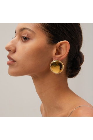 18 Ayar Altın Paslanmaz Çelik Kakmalı Elmas Cilalı Disk Küpeler Altın Kaplama Büyük Küpeler Net Ünlü Küpeler Diğer