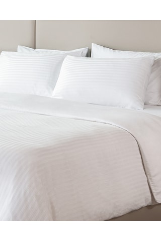 Madame Coco Sibyla Tek Kişilik %100 Pamuk Saten Çizgili Nevresim - Beyaz 8684427209257 Beyaz