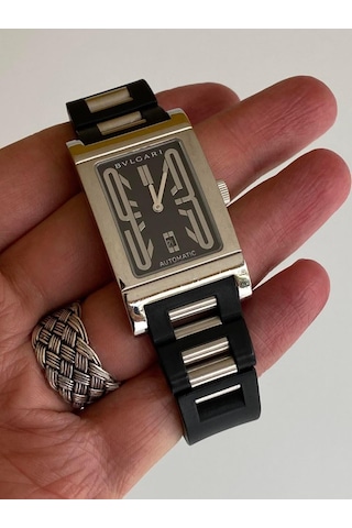 Bvlgari Rettangolo Kauçuk Kordon Erkek Kol Saati RT45S 2. El