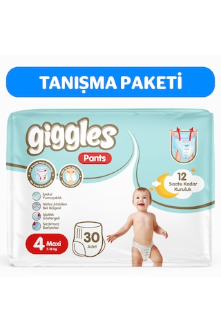 Giggles Pants Külotlu Bebek Bezi 4 Numara Maxi 30 Adet