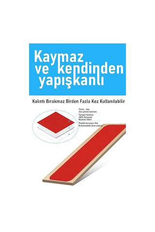 Halifleks Yapışkan Tabanlı Merdiven Basamak Paspası Rip Halı Kaymaz Tabanlı / Adet Olarak Satılır Bayrak Kırmızı