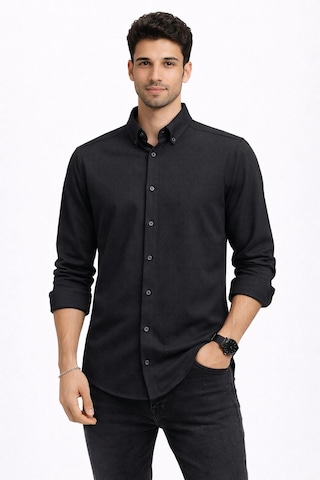 Classics Men Plus Barkod Uzun Kol Slim Fit Erkek Gömlek - 7579 Siyah
