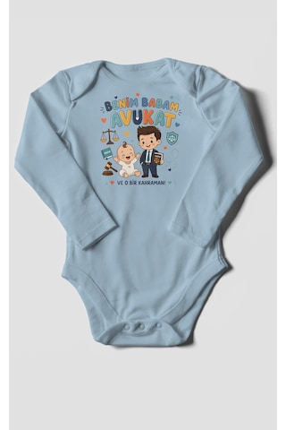 Morivokids Benim Babam Avukat Uzun Kollu Bebek Body %100 Pamuk Bebe Mavisi