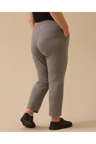 Büyük Beden Şerit Detaylı Bilek Boy Pantolon Gala-xi Gri