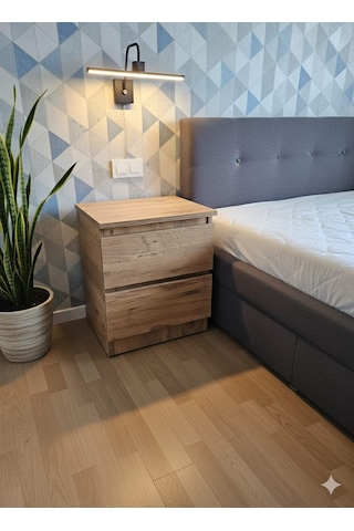 Karmen Ahşap Renk Gizli Bölmeli Komodin Ahşap