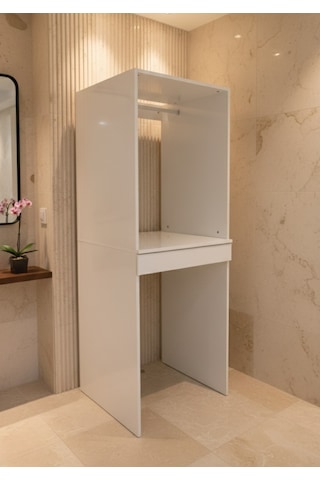 Altay Çamaşır Makinesı Ve Kurutma Makinesi Dolabı Çekmeceli Banyo Dolabı Beyaz Beyaz