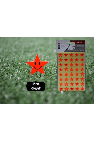 Tanex Tnx-303 Flo Yıldız Kırmızı Gülen Etiketi 17 MM 80 Adet