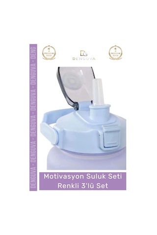 Suluk Sağlıklı Tritan Bpa İçermeyen Sızdırmaz 2000ml 750ml 300ml 3'lü Motivasyon Suluk Seti Çok Renkli
