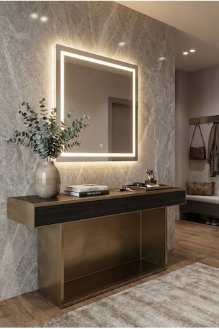 Modern Tasarım 60x70 Led Aydınlatmalı Dokunmatik Duvar Aynası Günışığı
