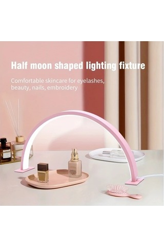 Fastbuy Dream011 Pembe Usb Masa Lambası Yarım Ay Şekilli Tırnak/dövme Işığı Parlaklık Ayarlanabilir Pembe Pembe
