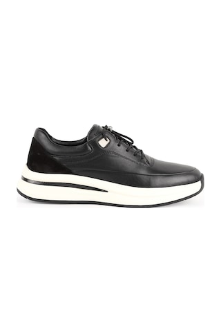 Erkek Sneaker Siyah Hakiki Deri Süet Garnili Kilitli Lastik Bağcıklı Hafif Kalın Beyaz Eva Taban Lbr H1106 Syh-byz