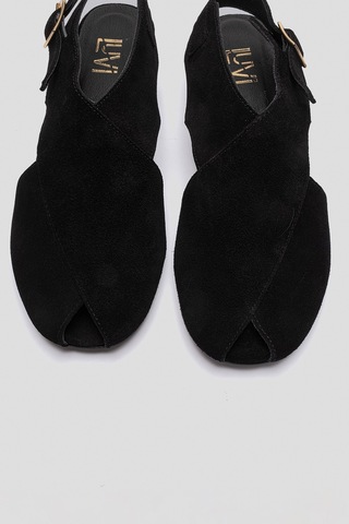 Luvishoes Monaro Siyah Süet Hakiki Deri Kadın Sandalet