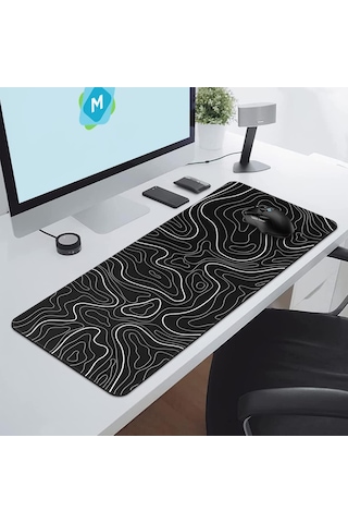 Oyun Mouse Pad'i Büyük Klavye Matı 30 60cm Arazi Mouse Pad'i Kaymaz Kauçuk Tabanlı, Genişletilmiş Masa Üstü Siyah Beyaz Klavye Mouse Pad'i