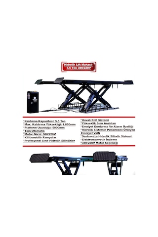 Worldforce 5500 Kg Makaslı Lift Hidrolik Sistem Tam Otomatik Ağır Vasıtalara Uyumlu 380v 3,2kw Resepsiyon Oto Lift