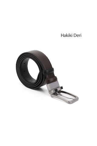 Gönderi(R) Gönderi R Siyaha Kahve Hakiki Deri 3,5 Cm Çift Taraflı Klasik Kemer Siyah - Kahverengi