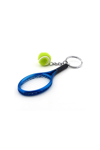 Lacivert Tenis Raketi Ve Topu Pvc Anahtarlık Kc766
