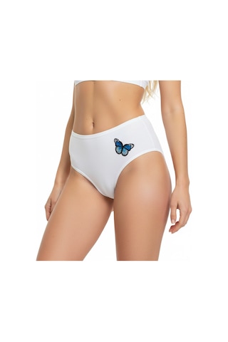Bonbon Kadın Pamuklu Yüksek Bel Kelebek Figürlü Beyaz Renk String Külot Bb2210