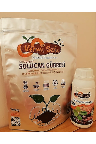 %100 Organik Vermisafa Solucan Gübresi 2 KG Katı + 500 ML Sıvı