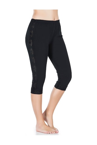 Şeritli Kısa Kadın Tayt 417 Siyah