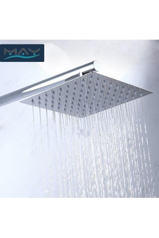 T-May Banyo Sart Kare Tepe Duş Seti Başlığı 25X25 Paslanmaz Metal Krom