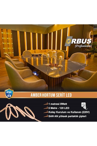Orbus Amber Hortum Şerit Led 8w - 5 Metre