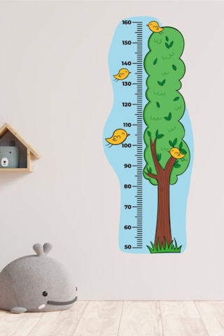 Çocuk Odası Ağaç Temalı Boy Ölçüm Cetveli Duvar Sticker